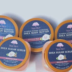 3 Tree Hut Shea Body Butter Morocoan Rose & 2 - Argan Oil Sugar Scrub 5 oz NEW